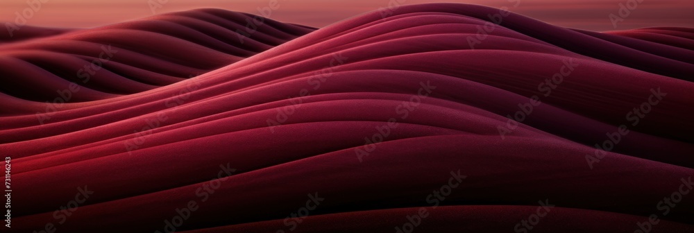 Naklejka premium ruby red wavy lines field landscape