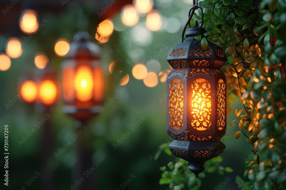 Background of calming lanterns, perfect for a Ramadan-themed backdrop. Islamic greeting card template with Ramadan for wallpaper design Background of calming lanterns, perfect for a Ramadan-themed backdrop. Islamic greeting card template with Ramadan for wallpaper design