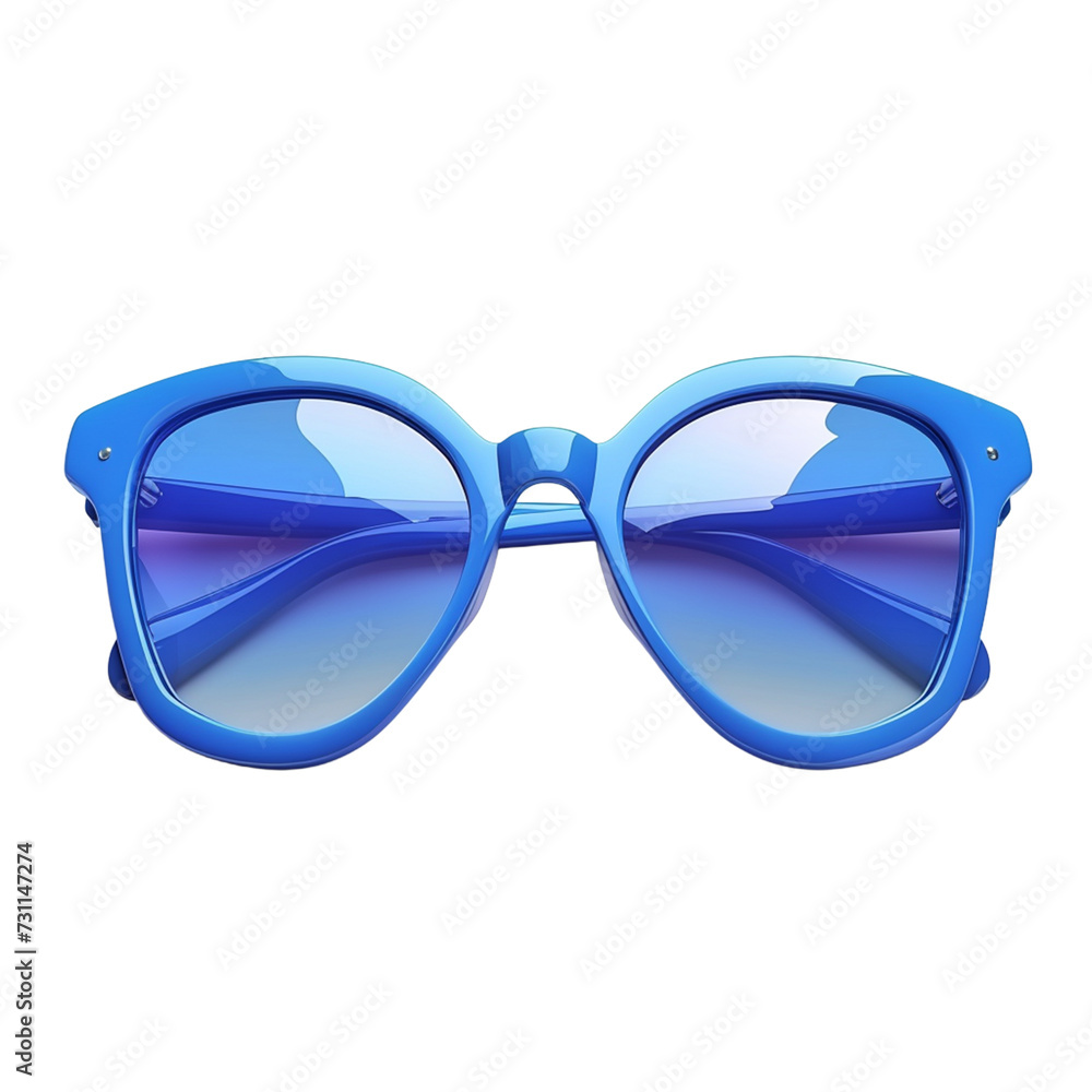 Fototapeta premium 3d summer sun Glasses with blue Frames illustration isolated on transparent background