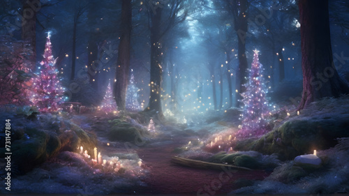 Cristals in magic forest photo