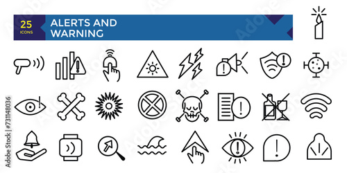 Alerts and Warning set line icon pack symbol collection