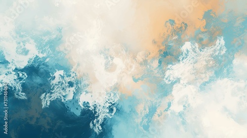  Abstract Painting of Blue  Beige  and White