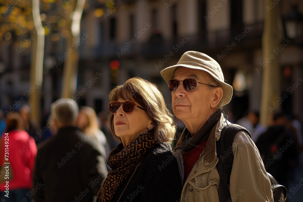Obraz premium Senior tourist couple in Barcelona