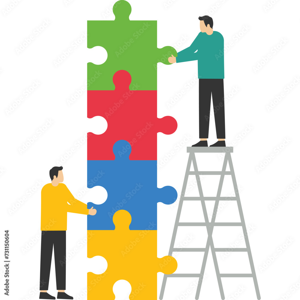 Teamwork symbol, cooperation, partnership vector jigsaw puzzle is a great element of teamwork and idea search. people puzzle connecting elements. Vector illustration flat design style. Teamwork symbol, cooperation, partnership vector jigsaw puzzle is a great element of teamwork and idea search. people puzzle connecting elements. Vector illustration flat design style.