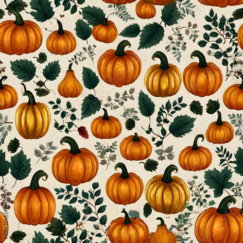 halloween pumpkins seamless pattern,Ai generated 