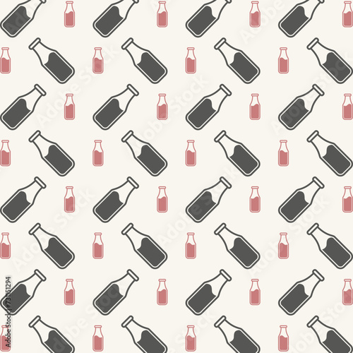 Milk Bottle Icon trendy colorful repeating pattern sweet vector illustration background