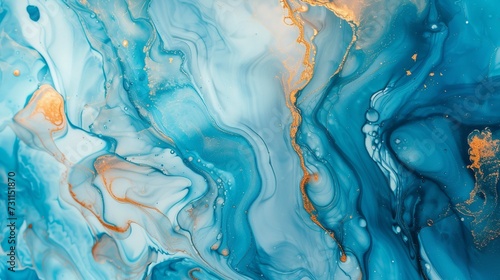 Blue Marble Abstract Background with Colorful Ink © Aqeel Siddique