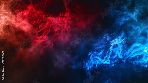 Blue vs Red Smoke Effect on Black Vector Background