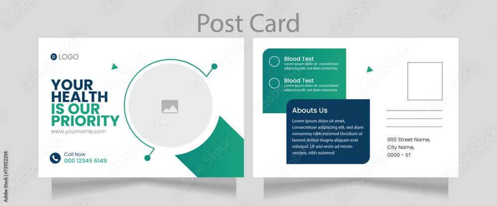 Medical healthcare postcard template Design