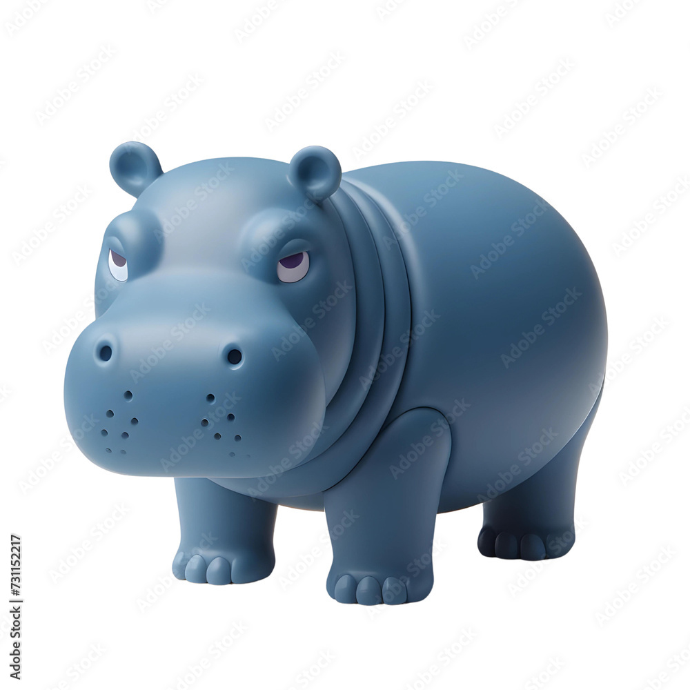 Plastic toy figure Hippo isolated on transparent background Plastic toy figure Hippo isolated on transparent background