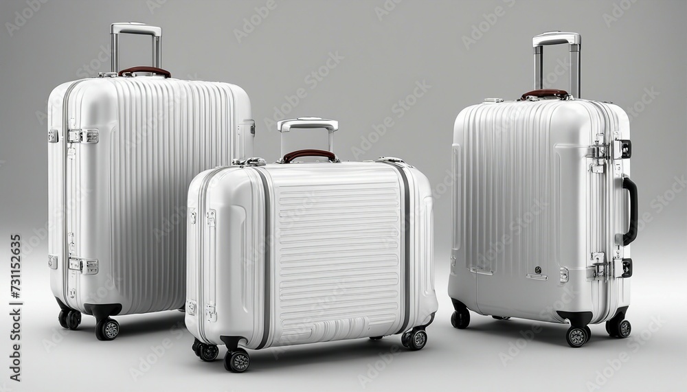 modern suitcases on handle, isolated white background, copy space for text
modern suitcases on handle, isolated white background, copy space for text