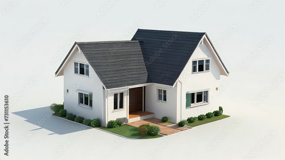 3d house model rendering on white background, Clean and precise 3D illustration modern cozy house. Concept for real estate or property. 3d house model rendering on white background, Clean and precise 3D illustration modern cozy house. Concept for real estate or property.