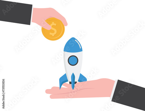 Funding startup company, fundraising to start business, investor, venture capital or VC to financial support, budget or sponsorship concept,

