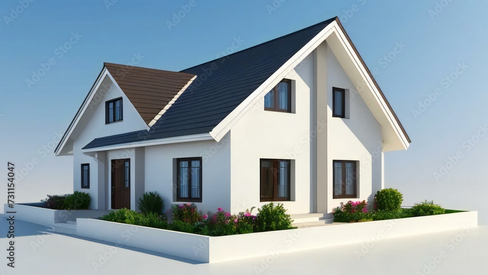 3d house model rendering on white background, Clean and precise 3D illustration modern cozy house. Concept for real estate or property. 3d house model rendering on white background, Clean and precise 3D illustration modern cozy house. Concept for real estate or property.