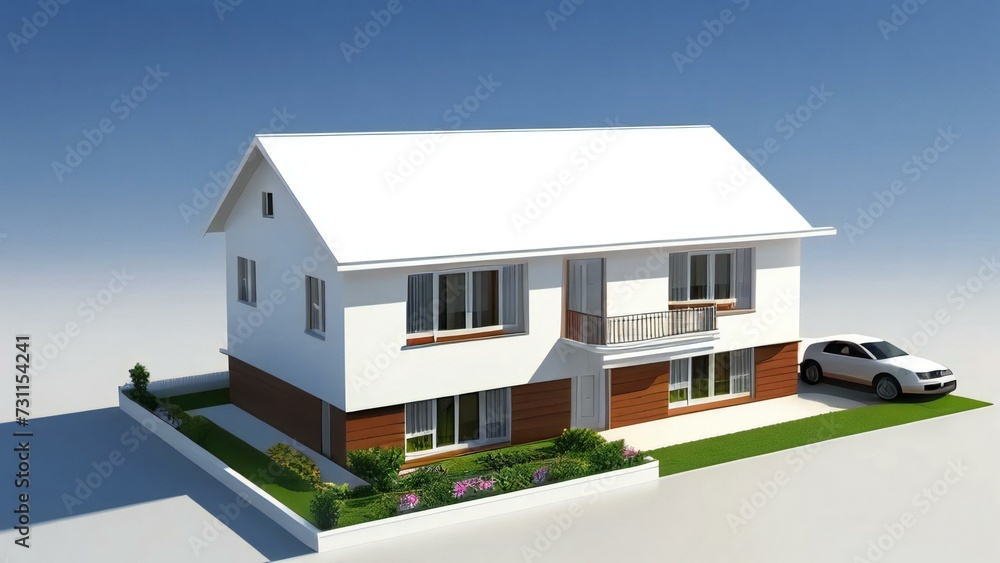 3d house model rendering on white background, Clean and precise 3D illustration modern cozy house. Concept for real estate or property. 3d house model rendering on white background, Clean and precise 3D illustration modern cozy house. Concept for real estate or property.
