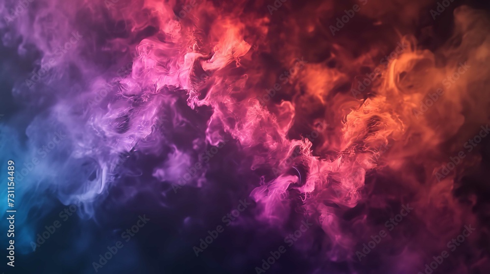 Abstract Colorful Smoke Pattern on Black Background
