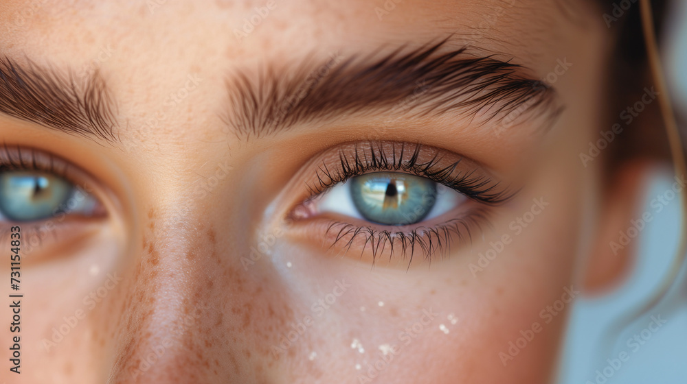 Obraz premium Closeup of a bushy eyebrow on beautiful woman. 