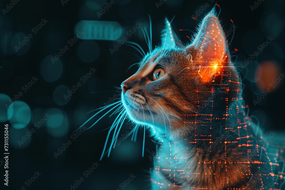© dreamdes - Cat with futuristic HUD elements. Future technology, hologram, GUI, interface. Science fiction, sci-fi. Design for banner, poster. Cute funny pet © dreamdes - Cat with futuristic HUD elements. Future technology, hologram, GUI, interface. Science fiction, sci-fi. Design for banner, poster. Cute funny pet