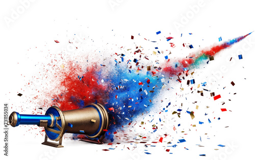 Colorful Confetti Burst from the Carnival Cannon Isolated on Transparent Background PNG.