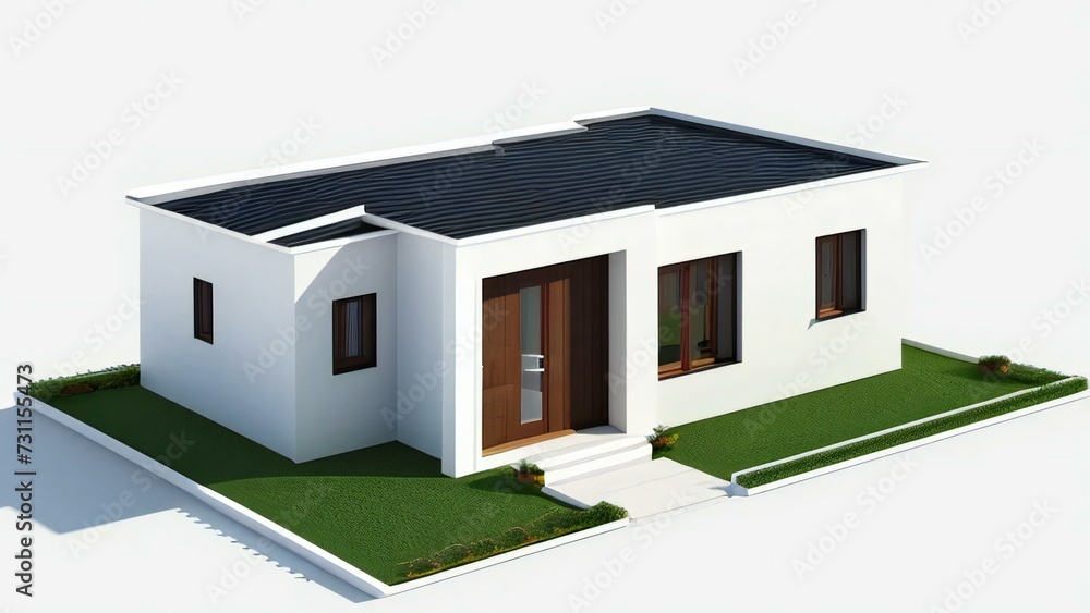 3d house model rendering on white background, Clean and precise 3D illustration modern cozy house. Concept for real estate or property. 3d house model rendering on white background, Clean and precise 3D illustration modern cozy house. Concept for real estate or property.