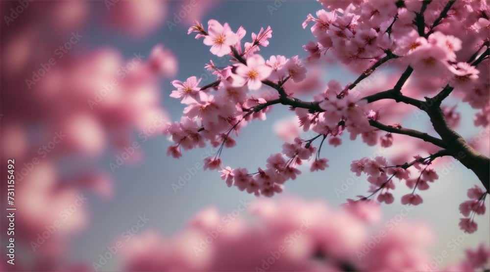 Background of Pink Cherry Blossoms in Full Bloom, Generative AI Background of Pink Cherry Blossoms in Full Bloom, Generative AI