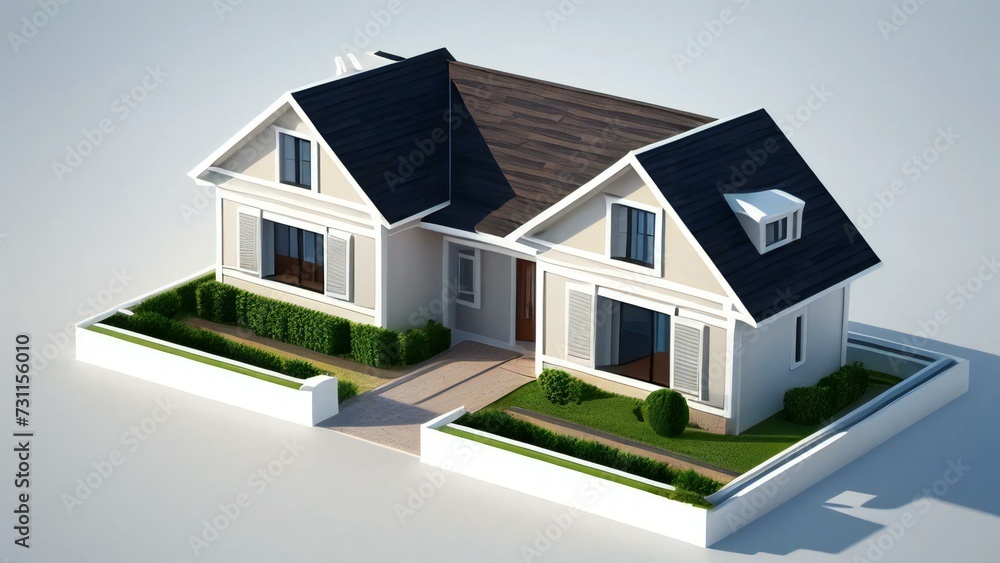 3d house model rendering on white background, Clean and precise 3D illustration modern cozy house. Concept for real estate or property. 3d house model rendering on white background, Clean and precise 3D illustration modern cozy house. Concept for real estate or property.