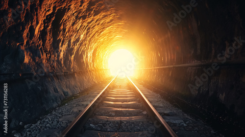 Fototapeta Naklejka Na Ścianę i Meble -  Underground tunnel with light at end. 3D rendering and illustration. 3d render illustration.