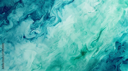 Digital Blue and Green Watercolor Marble Abstract