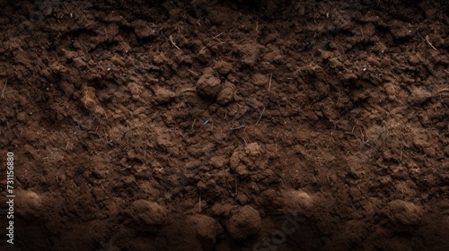 A background texture of rich dark brown soil photo