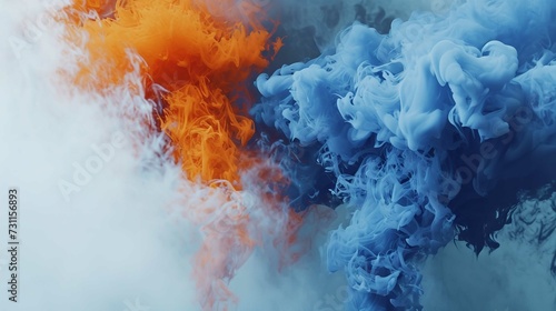Dynamic Interaction of Blue and Orange Smoke © Aqeel Siddique