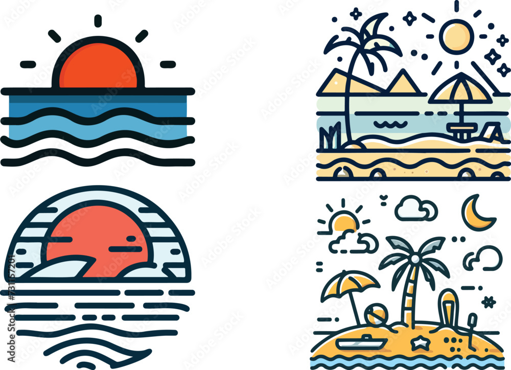 Fototapeta premium sea and beach with sunset