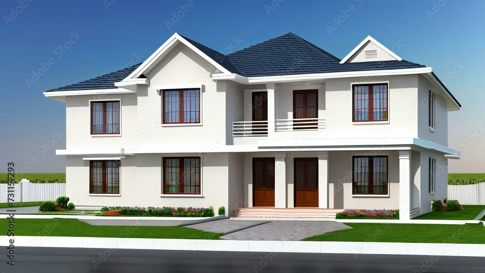 3d house model rendering on white background, Clean and precise 3D illustration modern cozy house. Concept for real estate or property. 3d house model rendering on white background, Clean and precise 3D illustration modern cozy house. Concept for real estate or property.