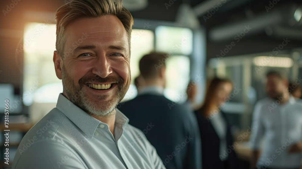 A businessman in a vibrant office setting A businessman in a vibrant office setting