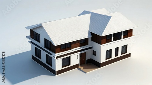 Wallpaper Mural 3d house model rendering on white background, Clean and precise 3D illustration modern cozy house. Concept for real estate or property. Torontodigital.ca