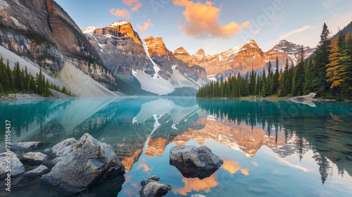 Sunrise at Moraine Lake in the Valley of the Ten. © Liza