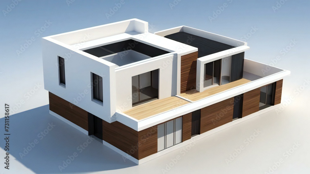 3d house model rendering on white background, Clean and precise 3D illustration modern cozy house. Concept for real estate or property. 3d house model rendering on white background, Clean and precise 3D illustration modern cozy house. Concept for real estate or property.
