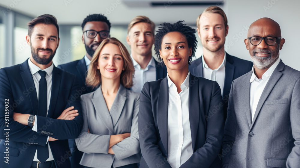 Portrait of multi-cultural business team in office. Diversity people group team union concept. Business people team meeting in modern office.
Portrait of multi-cultural business team in office. Diversity people group team union concept. Business people team meeting in modern office.