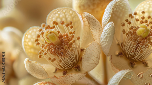 Macro of flower in exquisite detail,delicate stamens and petals.