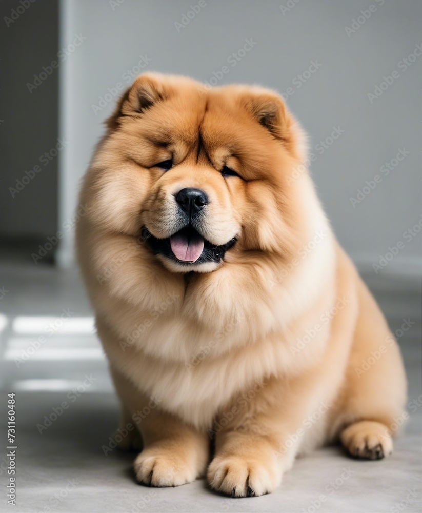cute Chow Chow, isolated white background 
