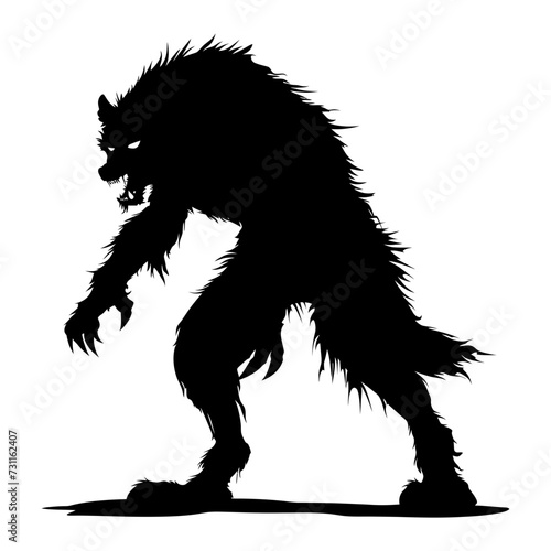 Silhouette warewolf or occasionally lycanthrope or lycan monster black color only full body
