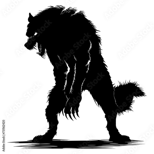 Silhouette warewolf or occasionally lycanthrope or lycan monster black color only full body