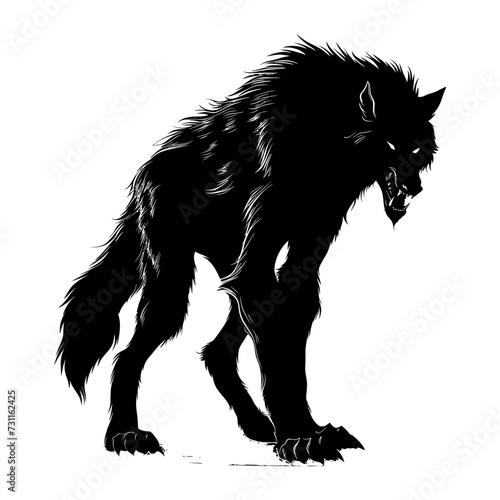 Silhouette warewolf or occasionally lycanthrope or lycan monster black color only full body