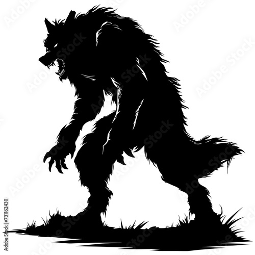 Silhouette warewolf or occasionally lycanthrope or lycan monster black color only full body