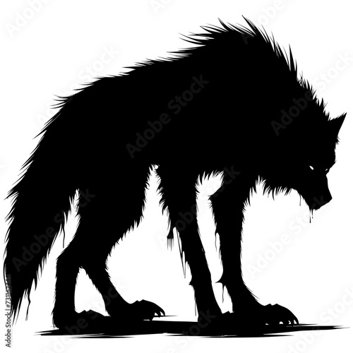 Silhouette warewolf or occasionally lycanthrope or lycan monster black color only full body