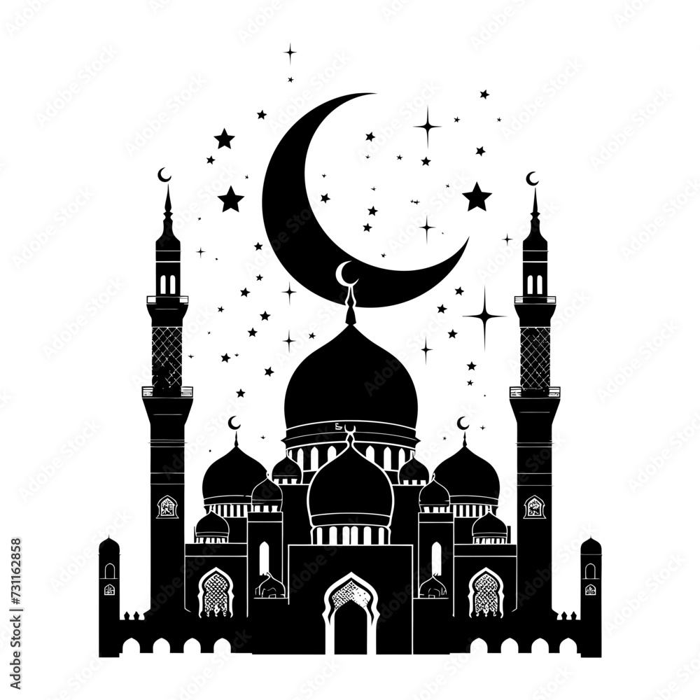 Silhouette Ramadan Kareem Islamic greeting card