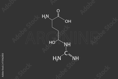 Arginine molecular skeletal chemical formula.