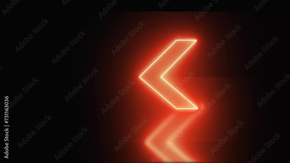 Left navigation red color neon three arrows on a black background. Left navigation red color neon three arrows on a black background.
