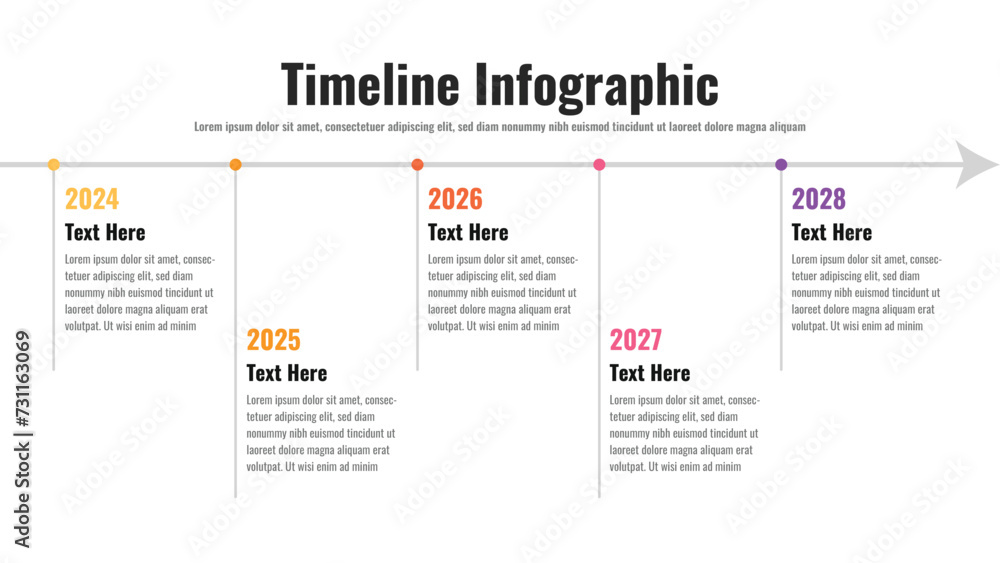 Timeline infographic presentation layout fully editable.