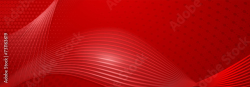 Abstract background made of halftone dots and thin curved lines in red colors