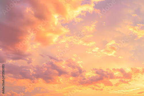 Sunset sky in the morning with sunrise and soft pink clouds